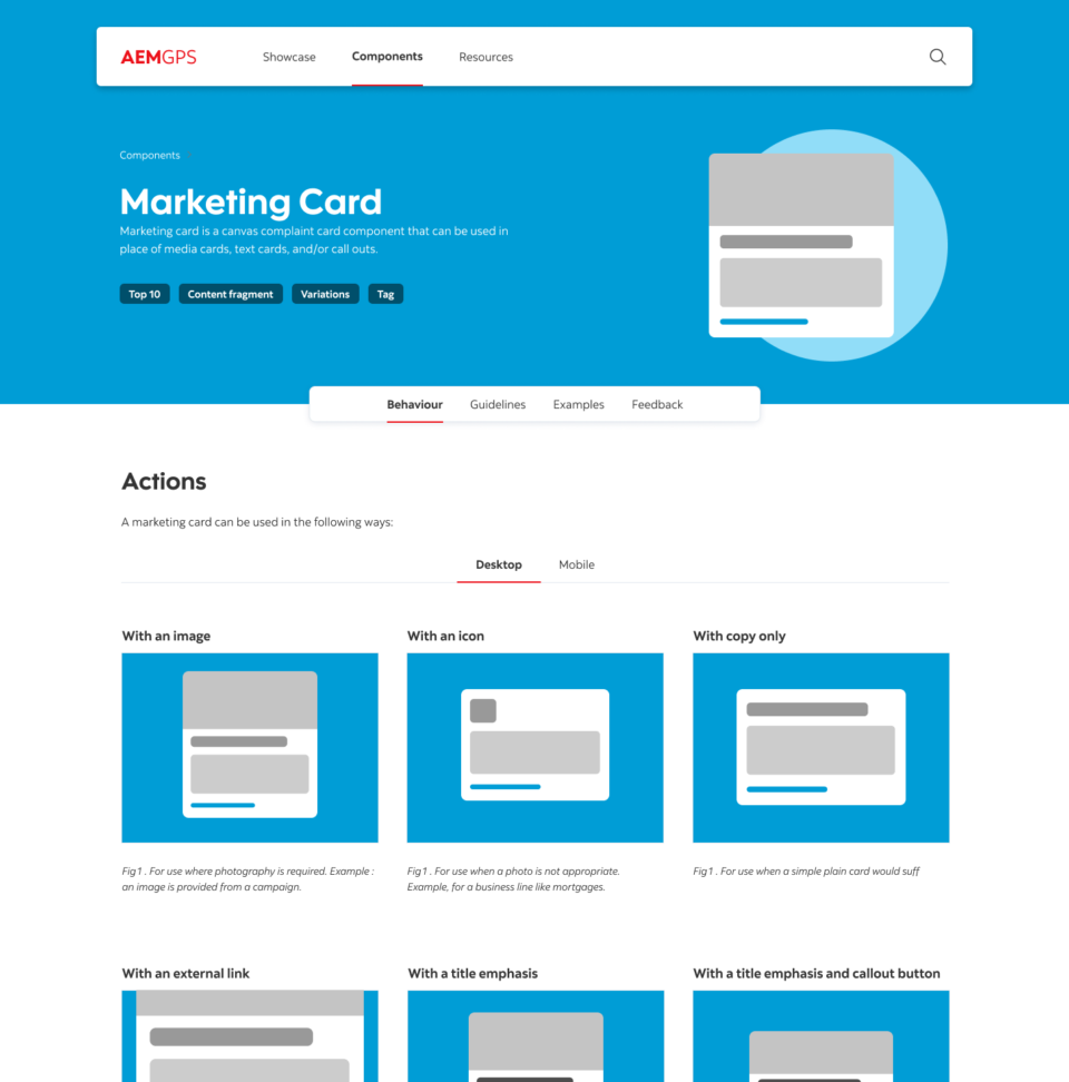 An image of the Marketing Card behaviour tab